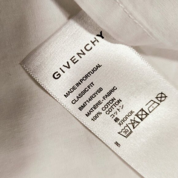 Givenchy Mens Classic Fit White Cotton Button-Up Shirt With Logo Design Made In - Picture 4 of 16